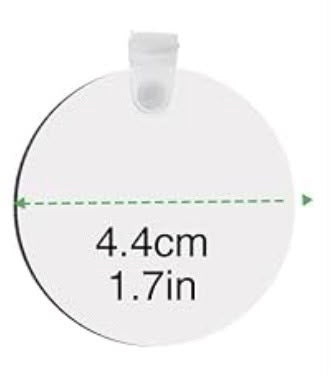 Round personalized pet keychain size guide – 4.4 cm (1.7 in) diameter