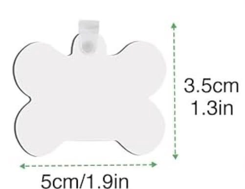 Bone-shaped personalized pet keychain size guide – 5 x 3.5 cm (1.9 x 1.3 in)